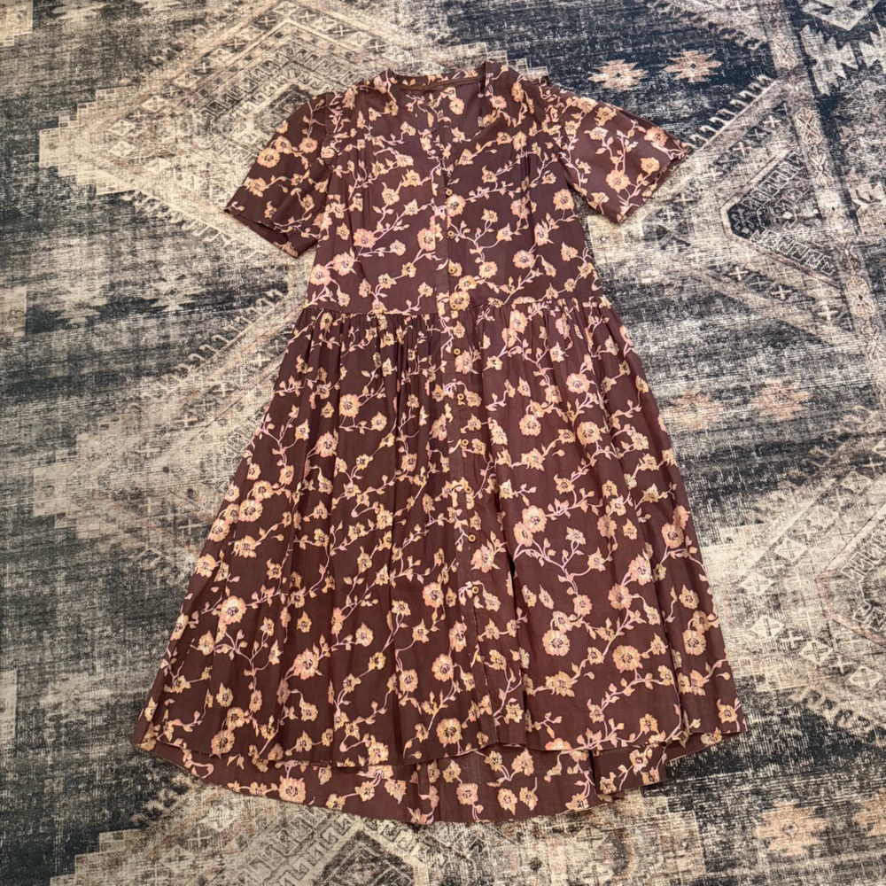 Free People Bella Mae Midi Chocolate Floral Dress - NWT Sample - Picture 2 of 6